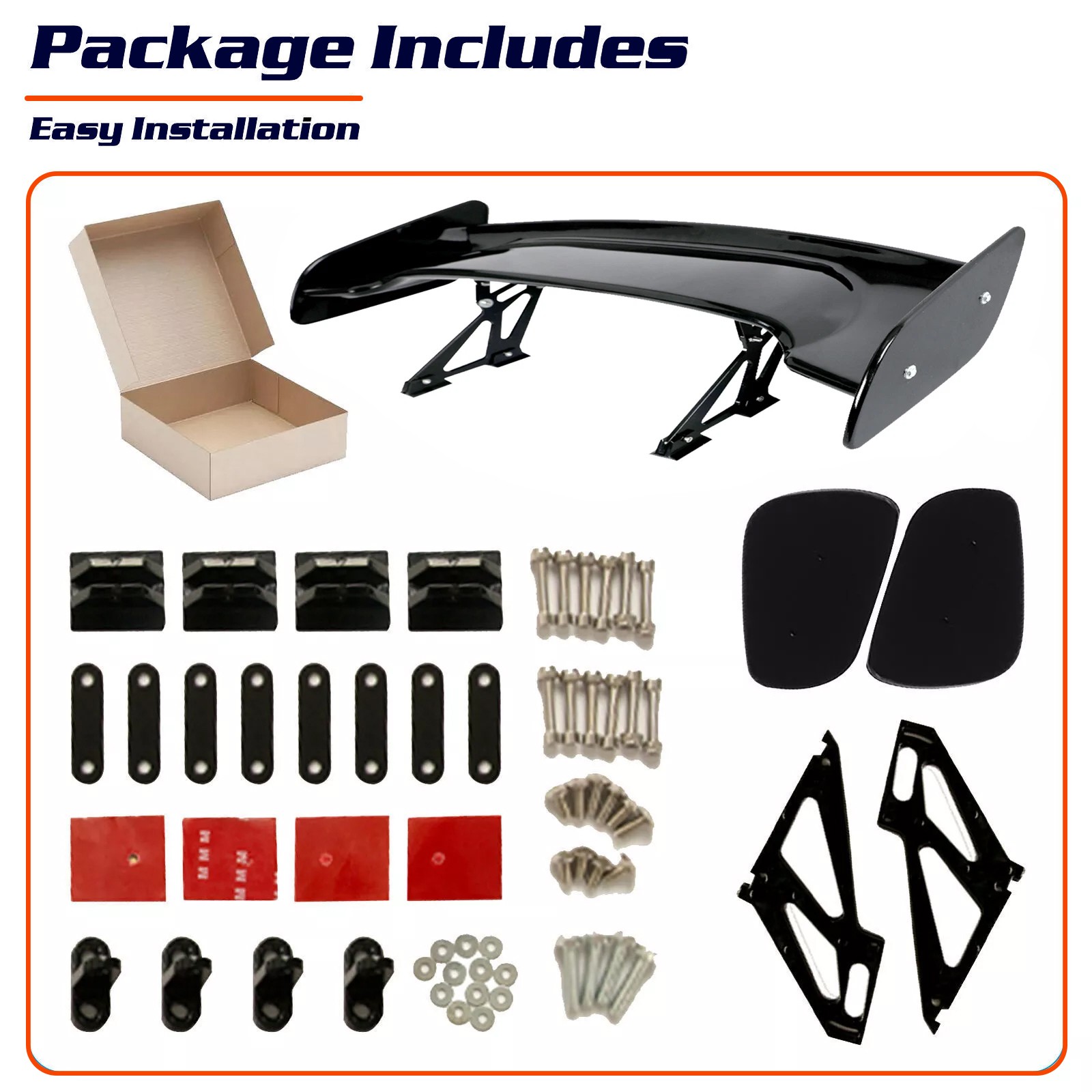 Universal 47 Inch GT Style Adjustable Rear Trunk Spoiler Wing Glossy Black – ABS