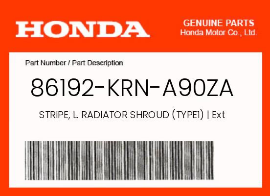 Honda Genuine Stripe, L. Radiator Shroud (Type1) | Extreme Red R292R; –
