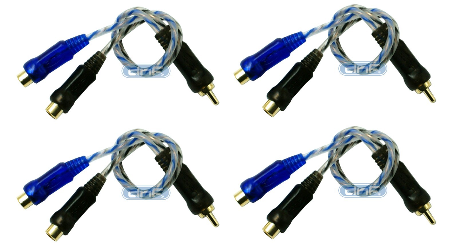 4 Pack 6″ 100% Copper RCA Audio Cable “Y” Adapter Splitter 2 Female 1 Male