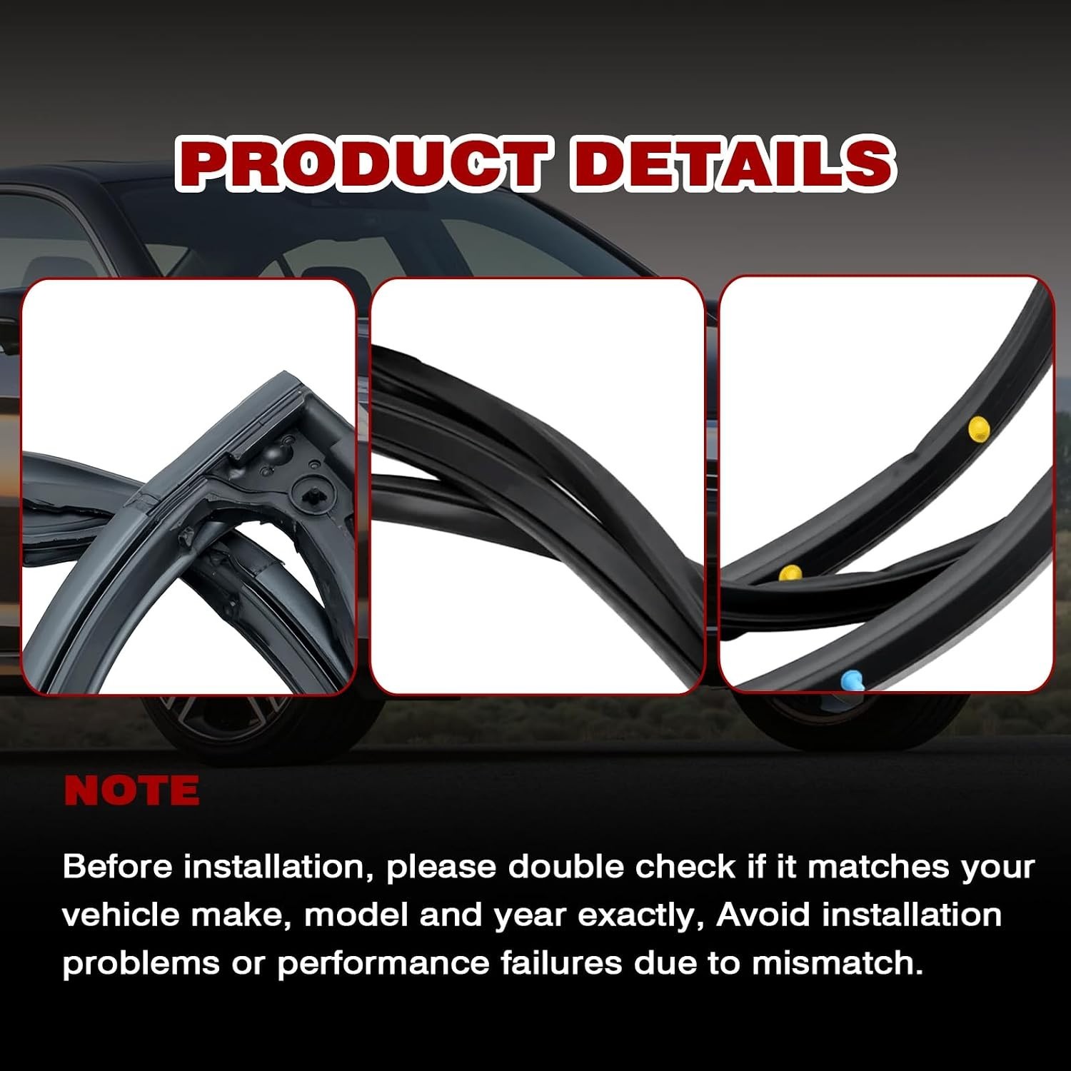 1 Pair Weather Stripping Seal Compatible with Honda Accord 2013-2017 Door Wea…