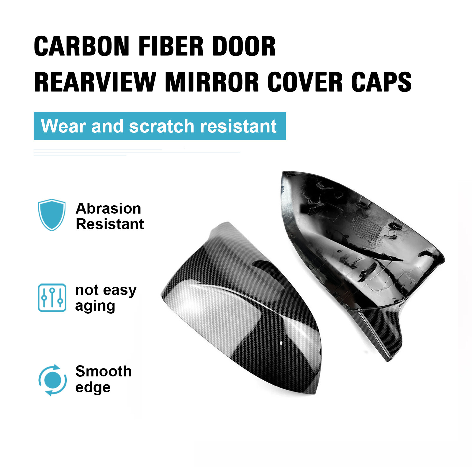 M Look Gloss Black Side Mirror Cover Caps For BMW X5 F15 X4 F26 X3 F25 2014-2018