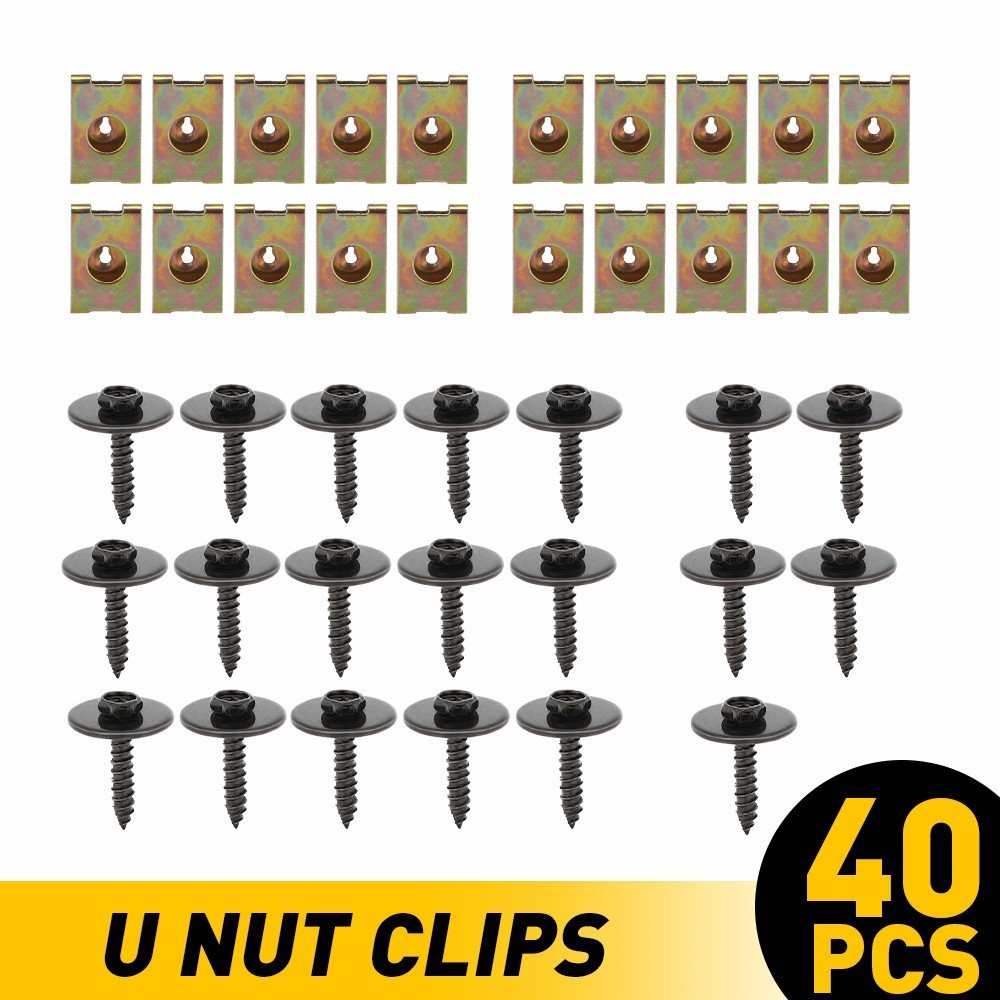 40x Engine Cover Under Splash Shield Guard Bumper Bolts U-nut Body Clip Fastener