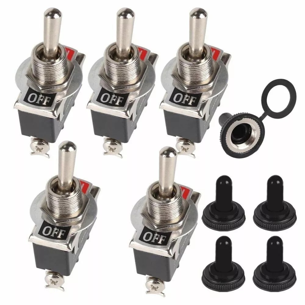 5X SPST Solid Metal Toggle Switch ON/OFF Single Pole for Marine / Automotive 12V