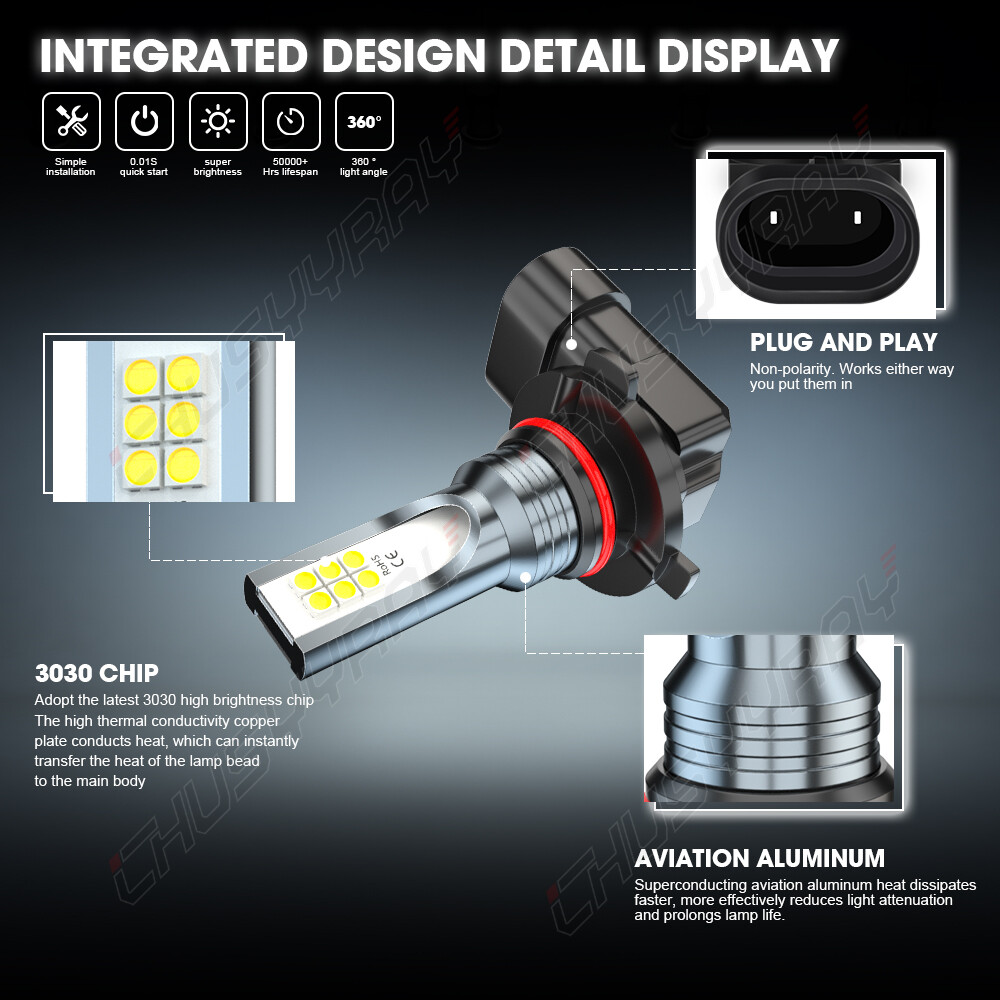 For Cadillac Escalade 07-13 6.2L V8 6x LED/HID Headlight + Fog Bulbs H7+D1S+9145