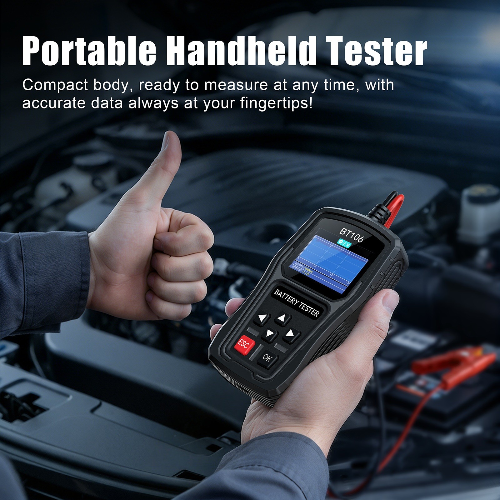 TopDiag 12V24V Car Battery Tester Truck Startup Charging Load Tester AGM GEL EFB