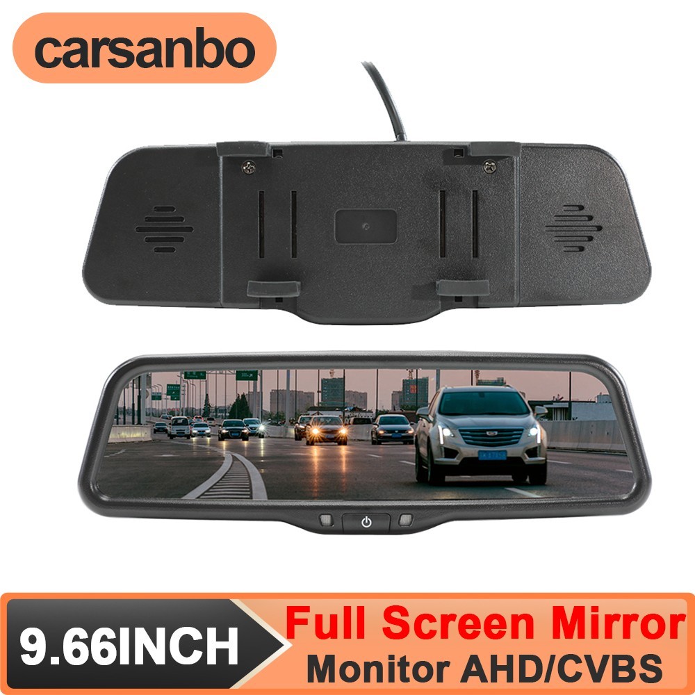 9.66” Clip-on Full HD Rearview Mirror Monitor Mirror Dashcam 1080P AHD/CVBS RCA