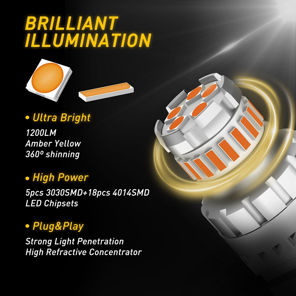AUXITO 4157 3156 3157 LED Signal Turn Light Bulbs CANBUS Anti Hyper Flash Amber