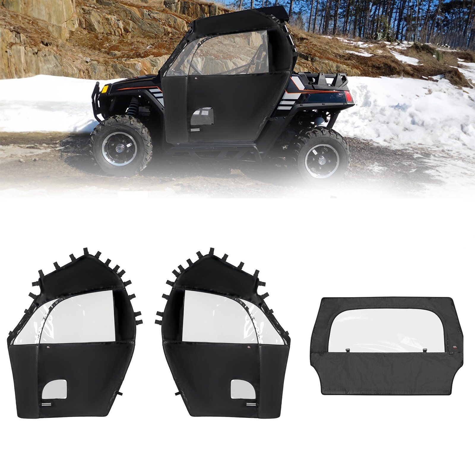 Soft Door Cab Enclosure Rear Window for Polaris RZR 570/800/900 2014-2022