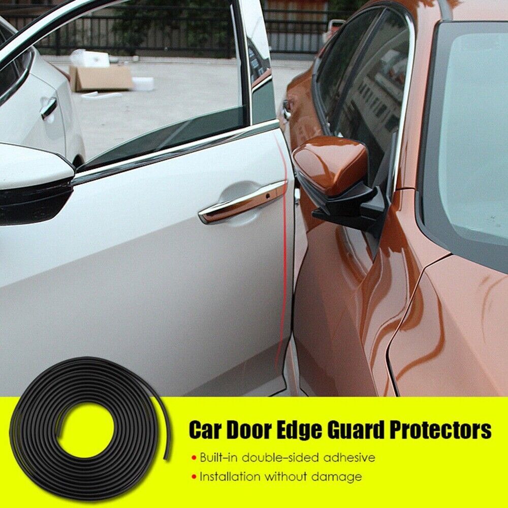 Black 16FT Car Door Edge Trim Lock Guard Moulding Rubber Seal Strip Protector