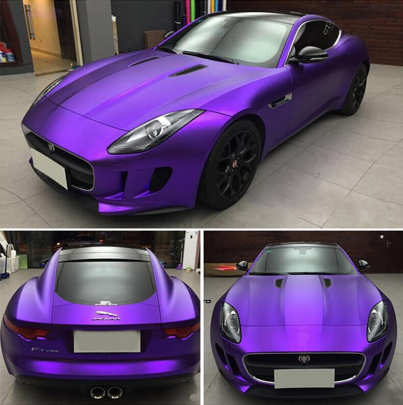 50FT x 5FT Metal Satin Matte Chrome Purple Vinyl Car Wrap Covering Film Graphics