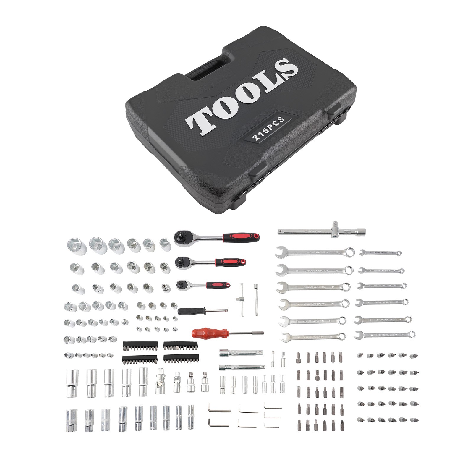216PCS Mechanic Socket Ratchet Wrench Set 1/4 3/8 1/2 DR Tool Kit