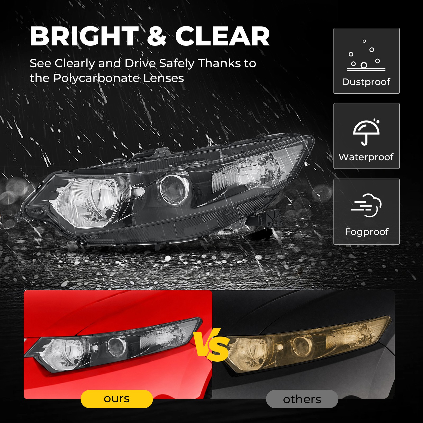Fit 2009 2010-2014 Acura TSX HID Xenon Black Clear Headlights Headlamps Assembly