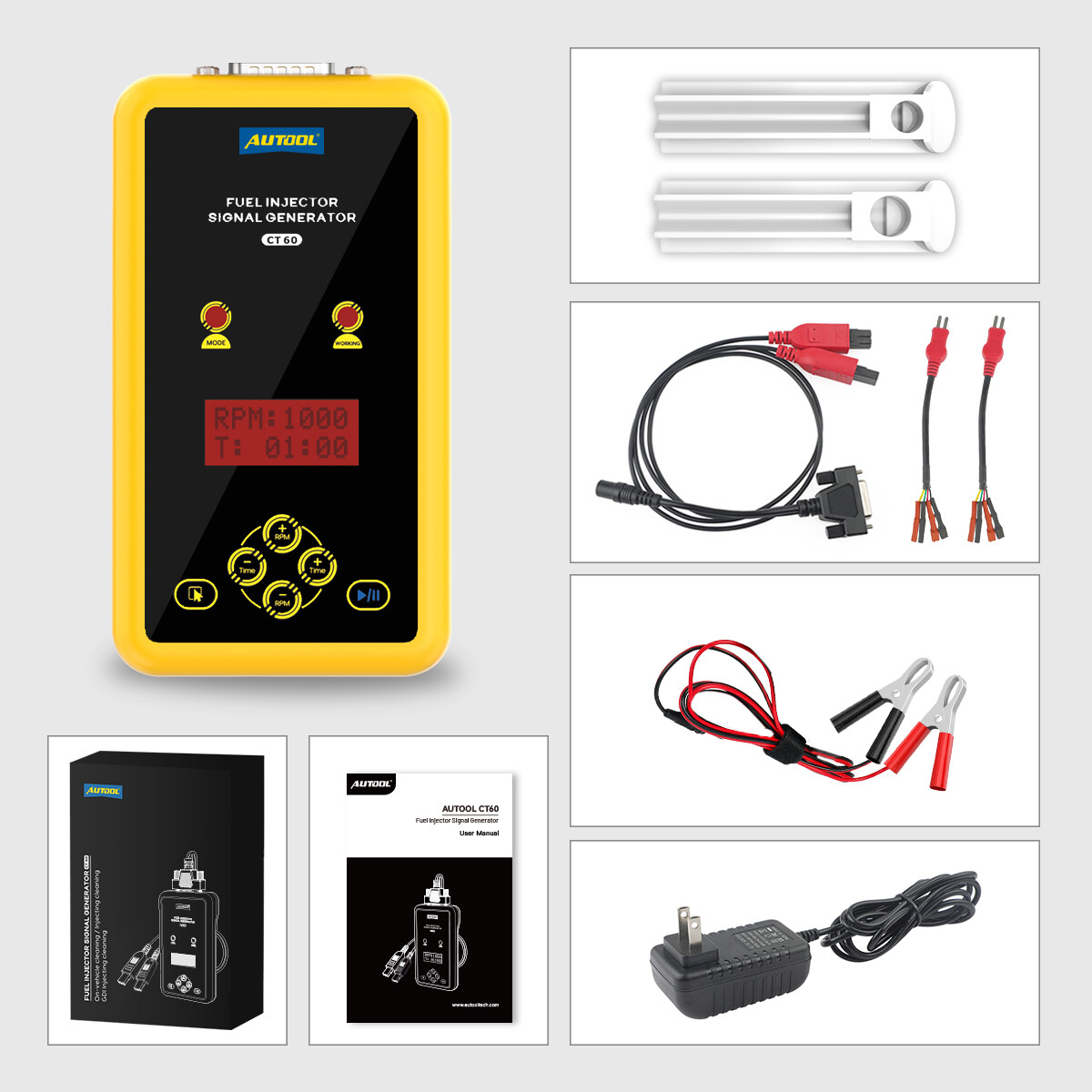 AUTOOL CT60 Fuel Injector Cleaner Pressure Test Injector Pulse Signal Generator