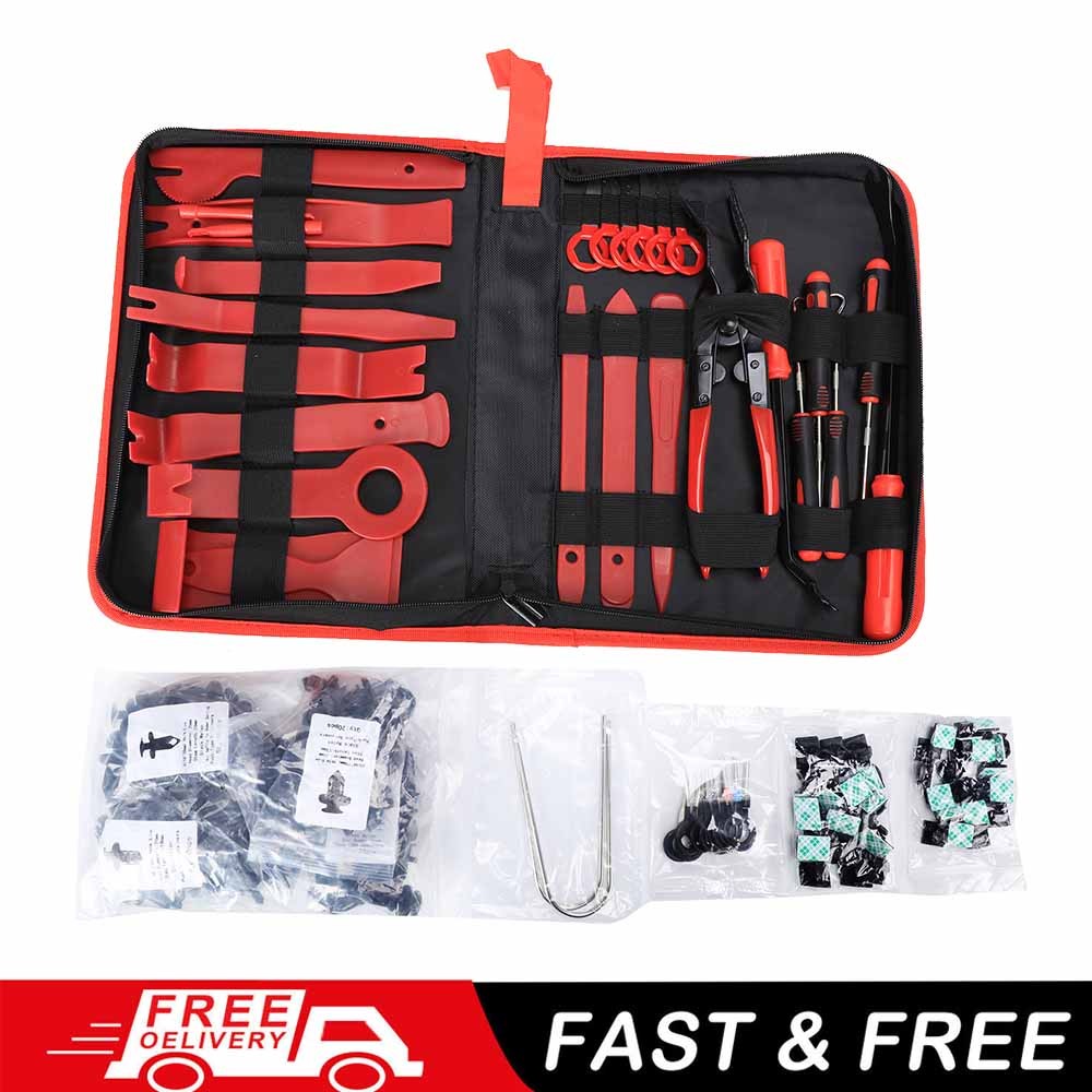 200PCS Steel Car Door Panel Clips Repair Tool Kit Disassembly metal pry Tool Set