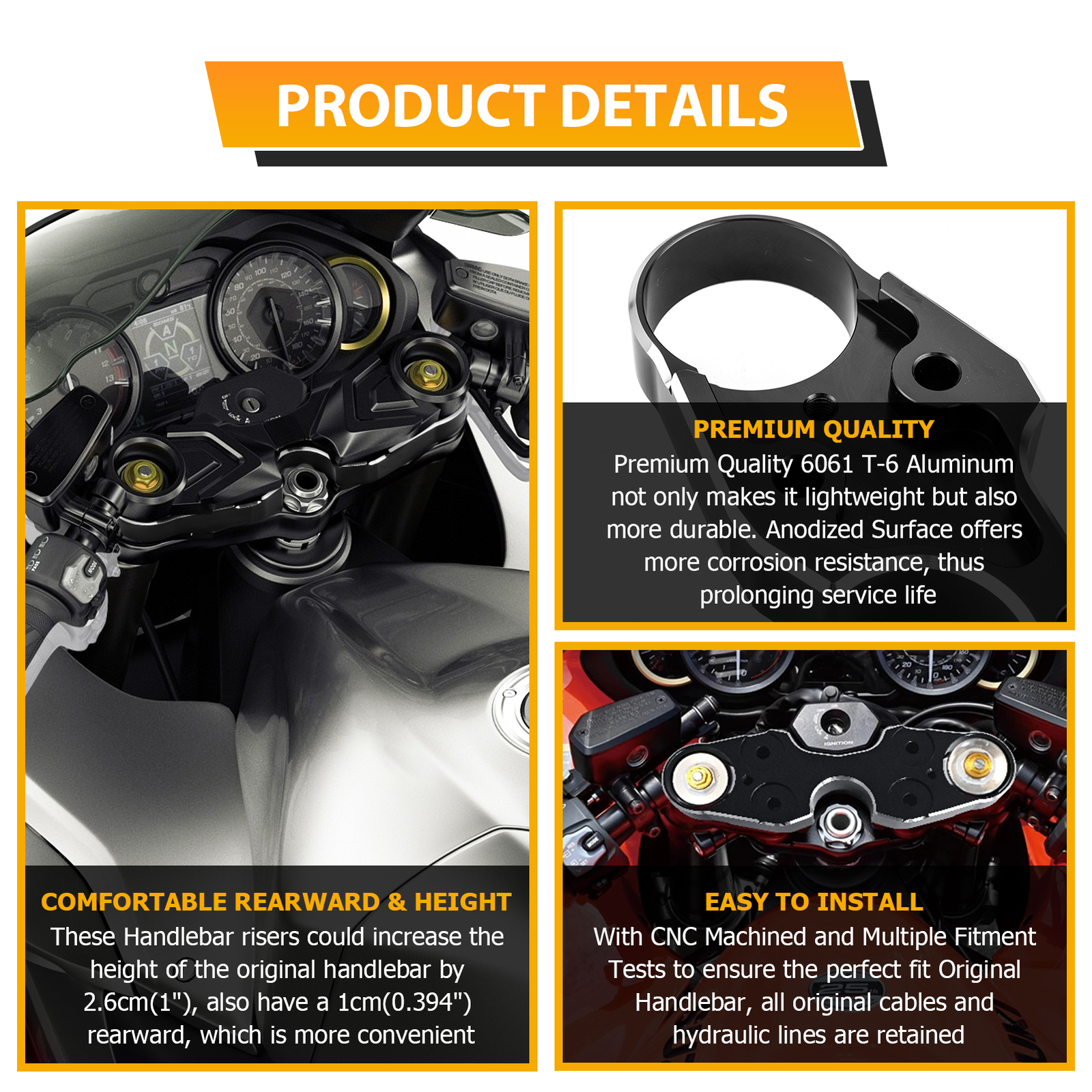 Anodized Black 26MM Rise Handlebar Risers For 2022-25 Suzuki GSXR1300R Hayabusa