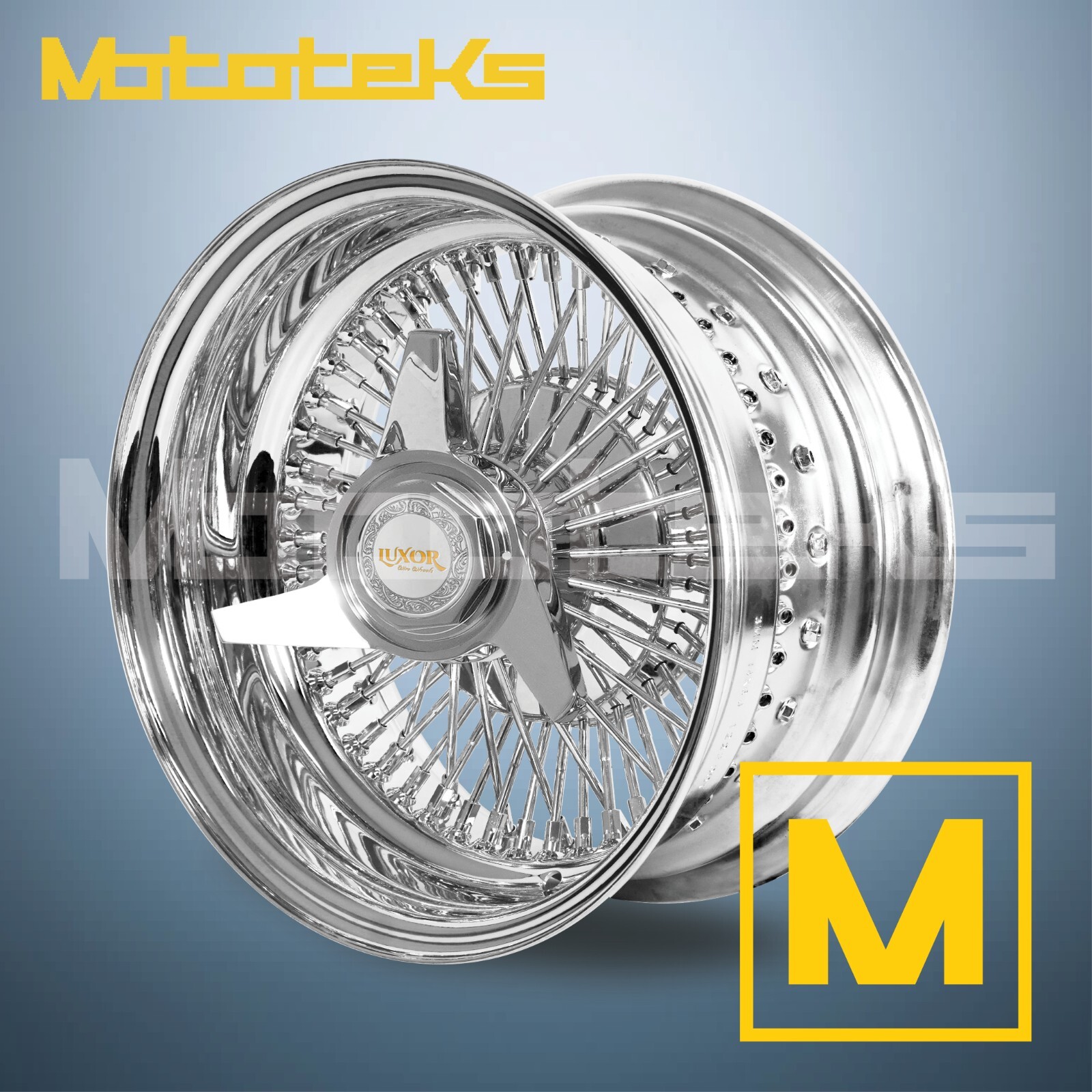 13X7 LUXOR WIRE WHEELS 72 STRAIGHT REV RIM CHROME SINGLE 1 PIECE WHEEL SET