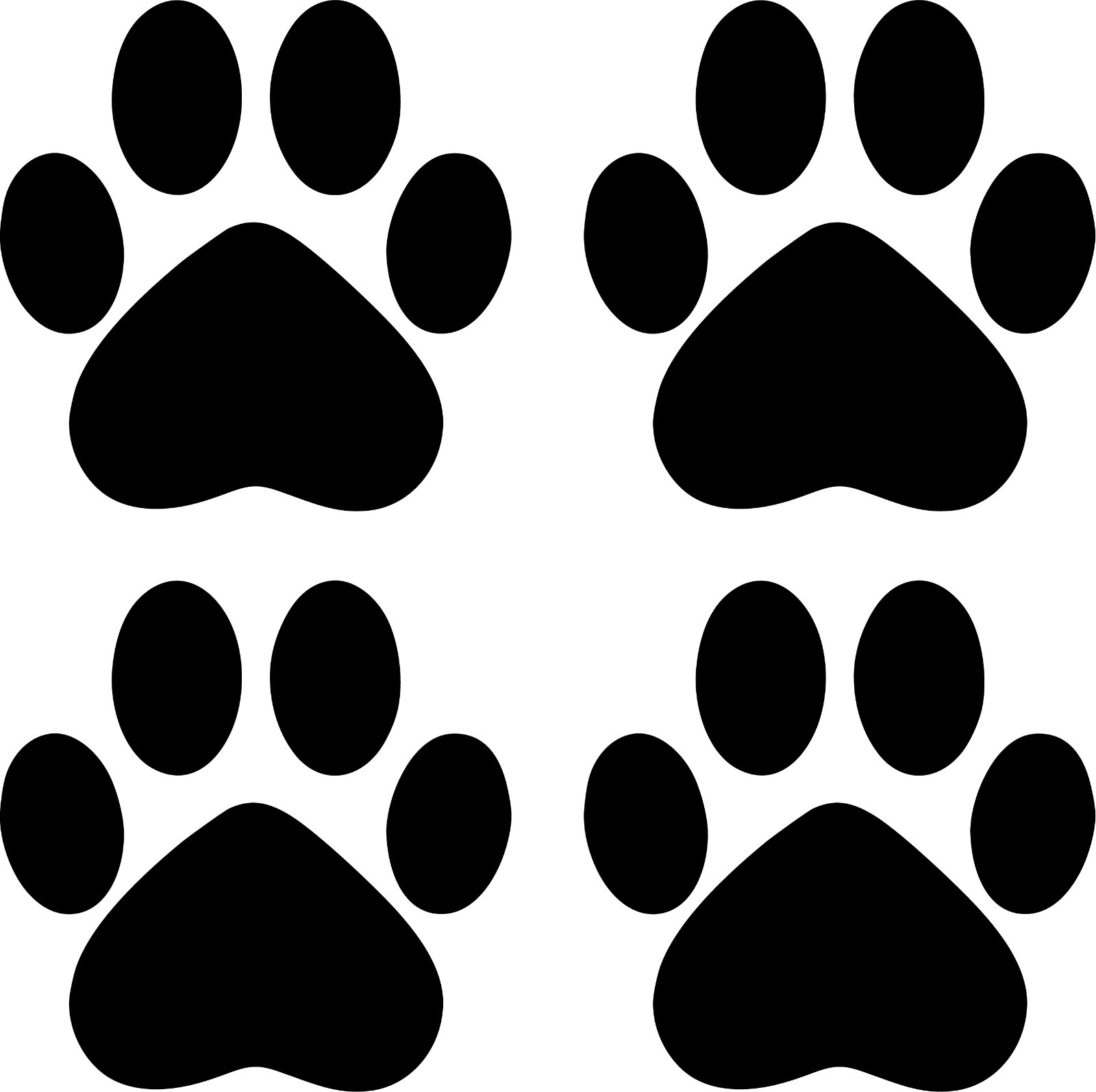 Cat Paw Prints 4 Track Set 2.5×2.5 Vinyl Decals Multiple Colors