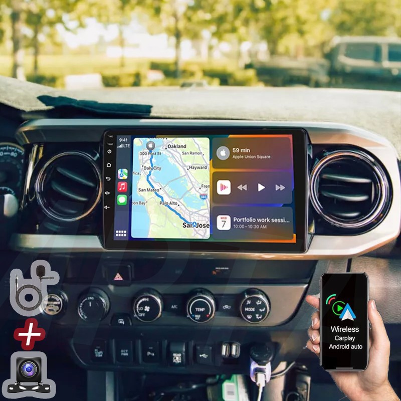 Android 15 CarPlay Car Radio Stereo Head Unit GPS BT For Toyota Tacoma 2016-2021