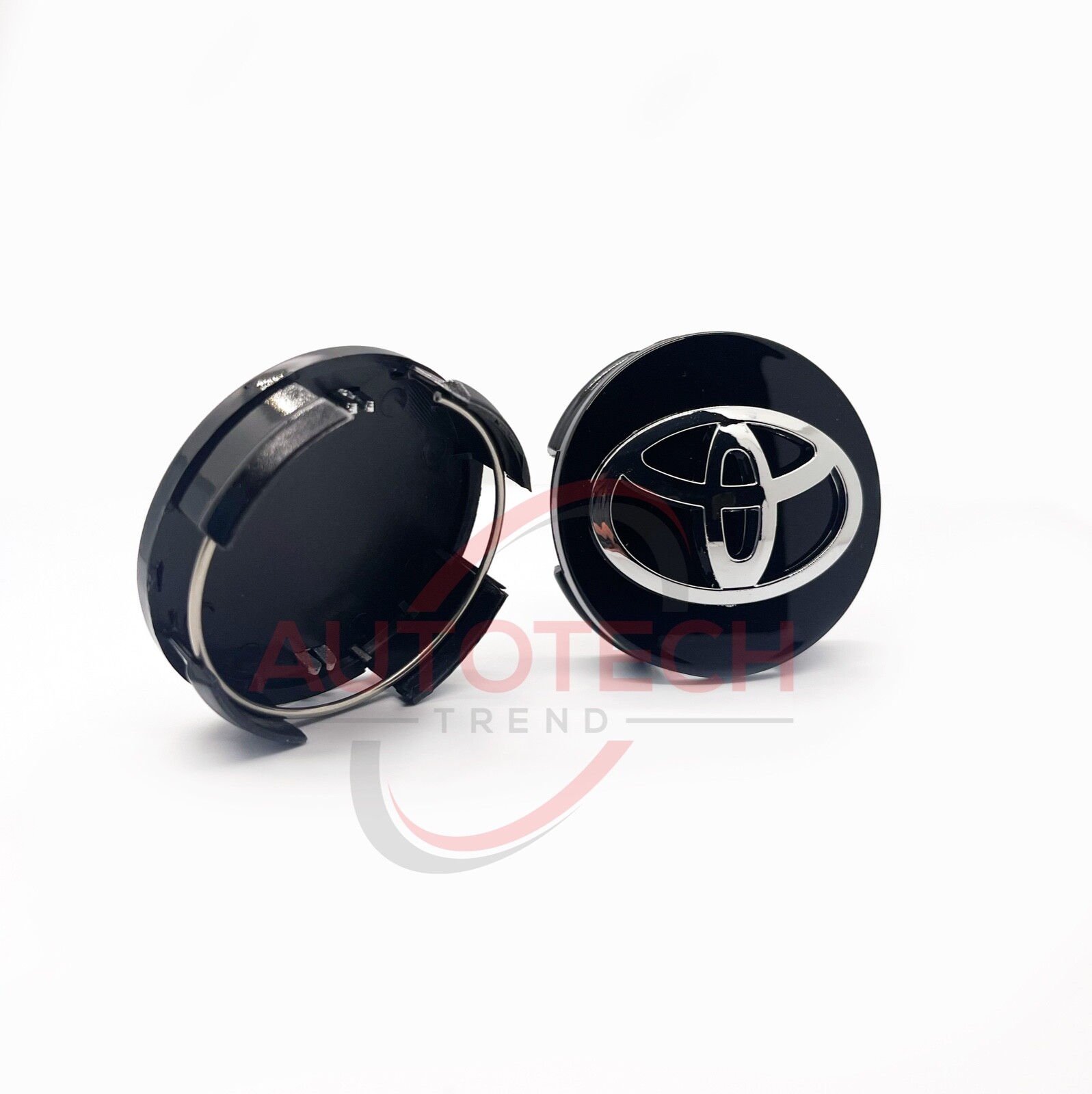 SET OF 4 TOYOTA WHEEL RIMS CENTER CAPS BLACK/CHROME LOGO 62MM CAMRY/COROLLA