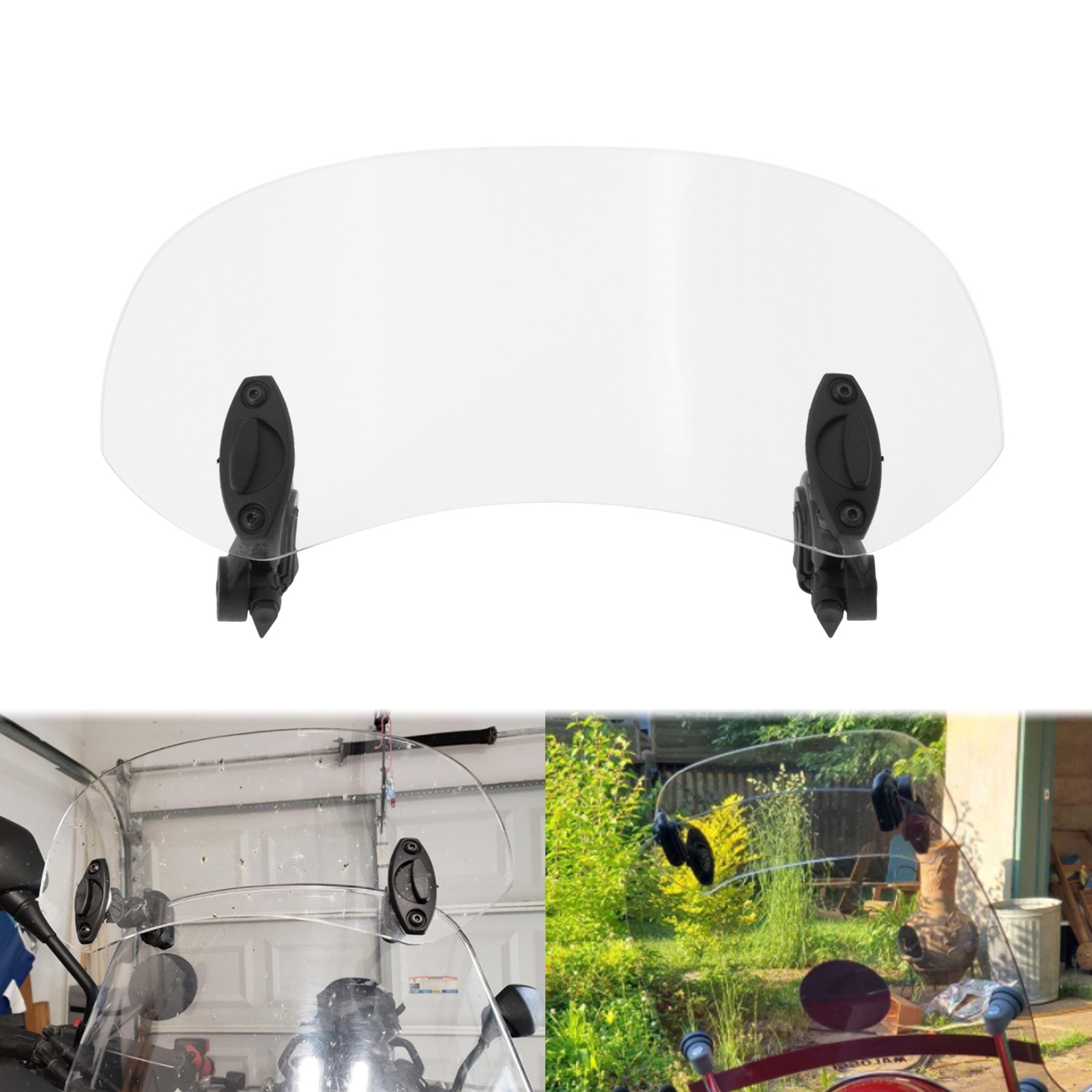 Clear Adjustable Clip-On 28mm Windshield Extension Spoiler Windscreen Deflector