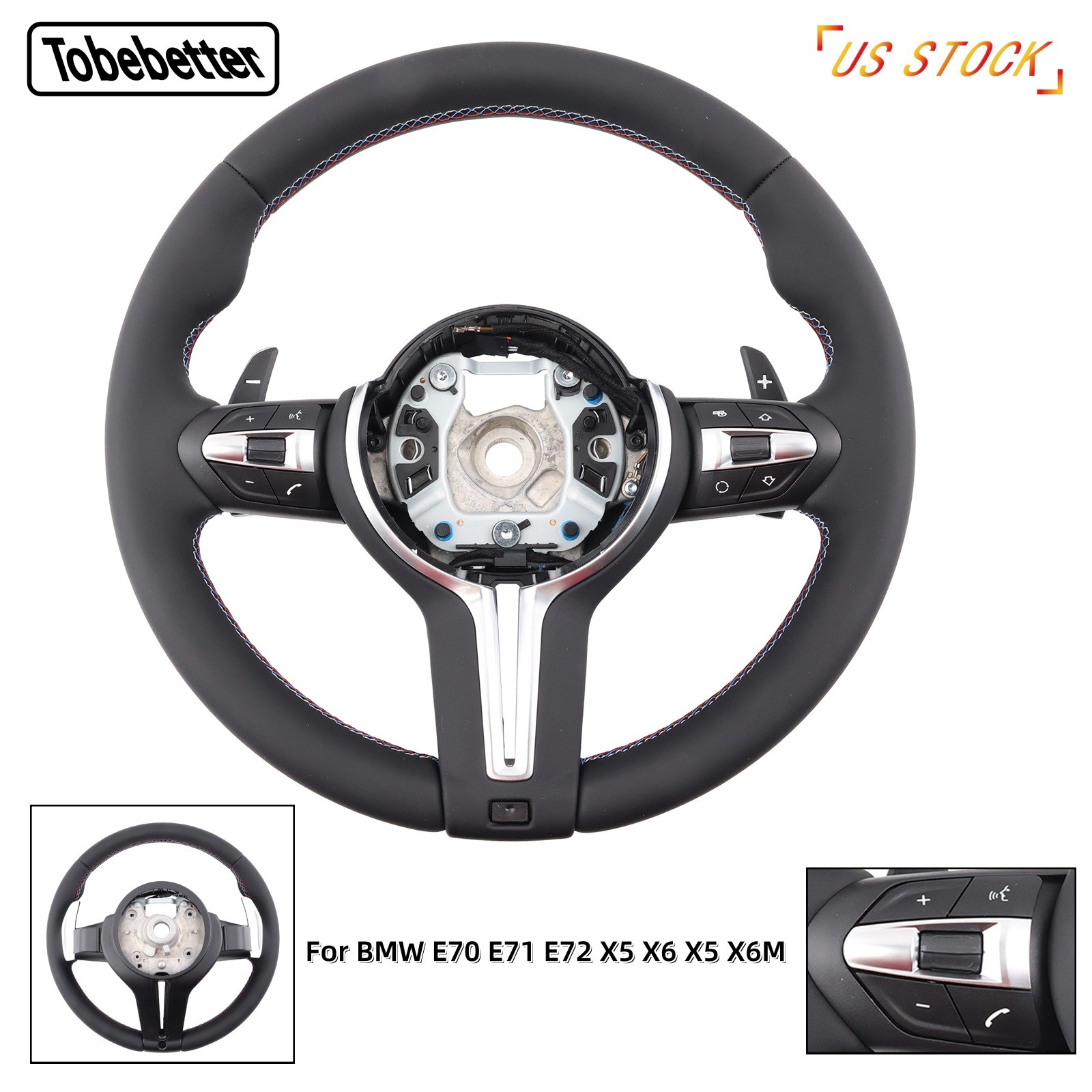 For BMW E70 E71 E72 X5 X6 X5 X6M M Sports Leather Steering Wheel w/ Paddles US