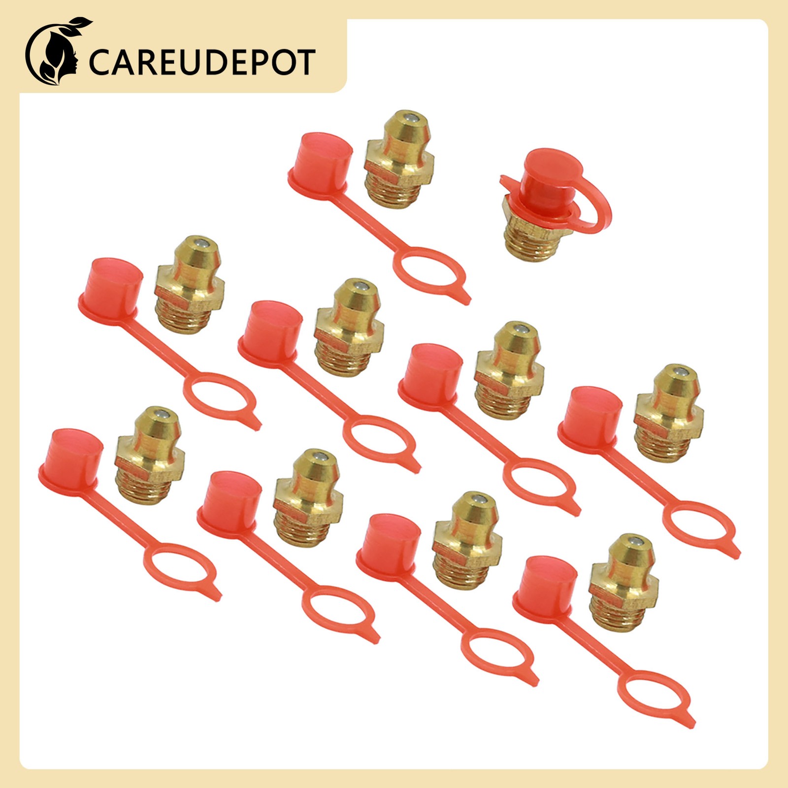 M8 Brass Thread Straight Grease Nipple with Red Dust Cap kit for car