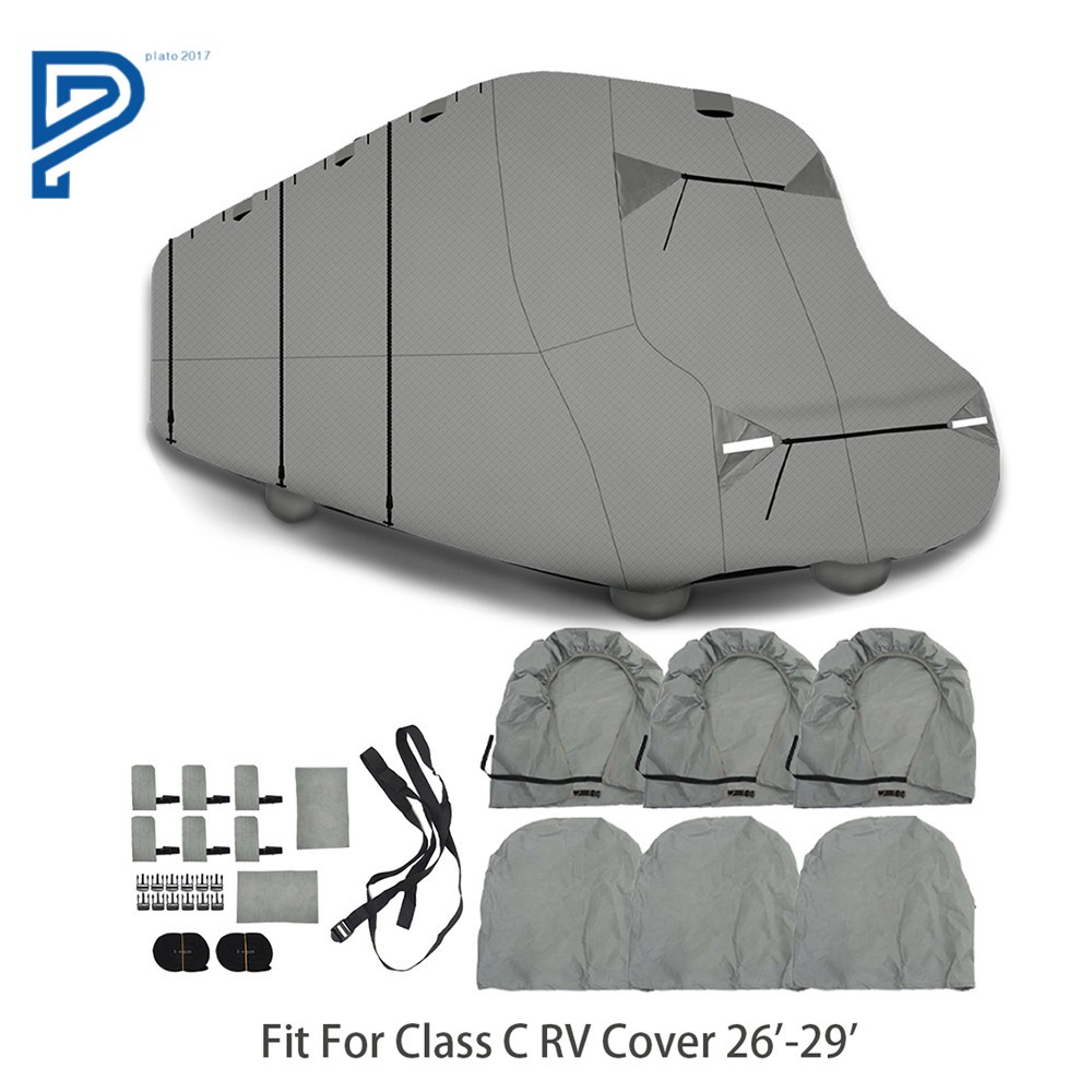 For 26′-29′ Waterproof Class C RV Cover 6-Ply Motorhome Camper Storage GRAY