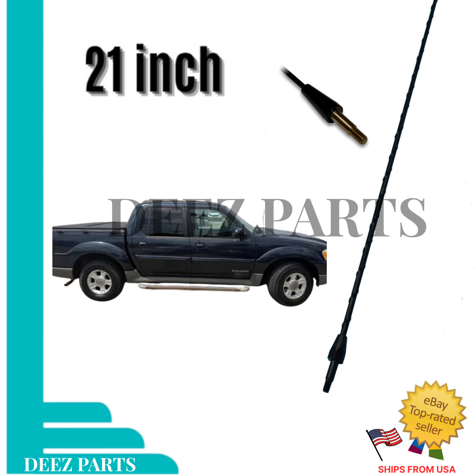 21″ Replacement Black Mast Antenna For Ford Explorer Sport Trac 2001-2010