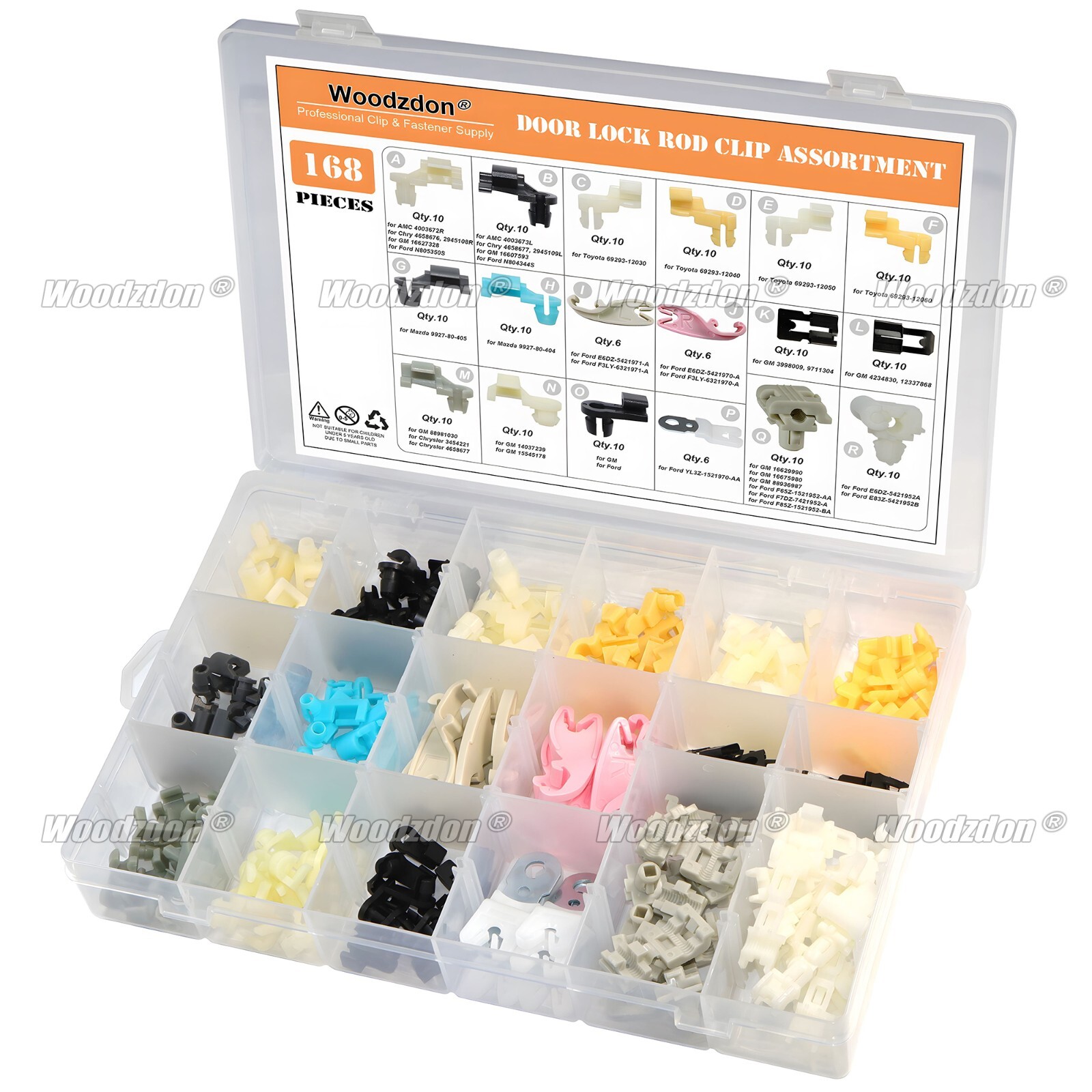 168pcs Door Lock Rod Clip Assortment Handle Retainer for GM for Ford for Toyota