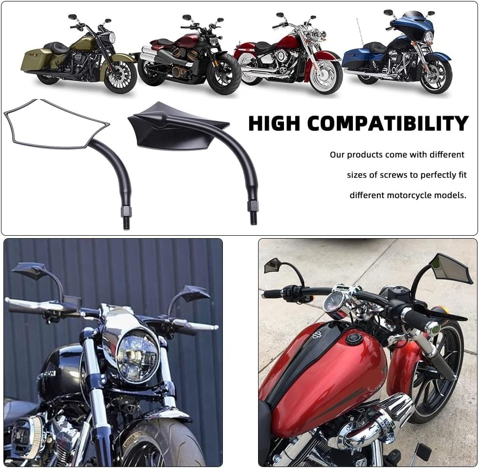 Black Irregular Shape Motorcycle Mirrors,Upgrade Rearview Motorcycle Mirrors …