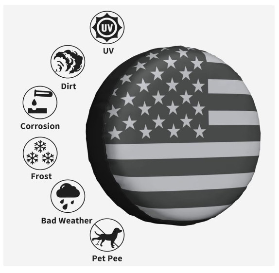 16″ American Flag Spare Tire Cover Fit Jeep Wrangler Rv SUV Truck Travel Trailer