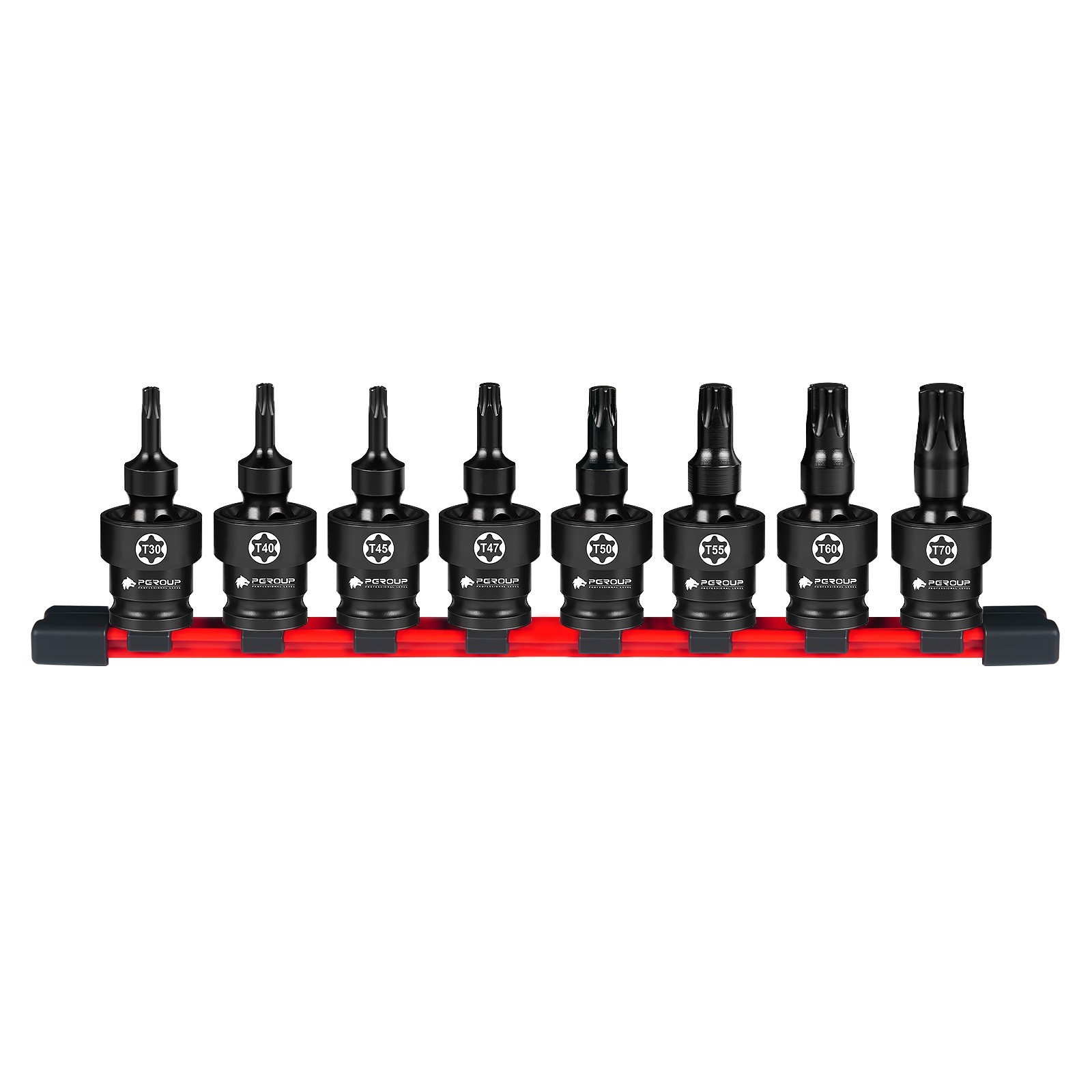 8PCS 1/2″ Drive Universal Swivel Impact Torx Socket Set, T30-T70, CR-MO Steel