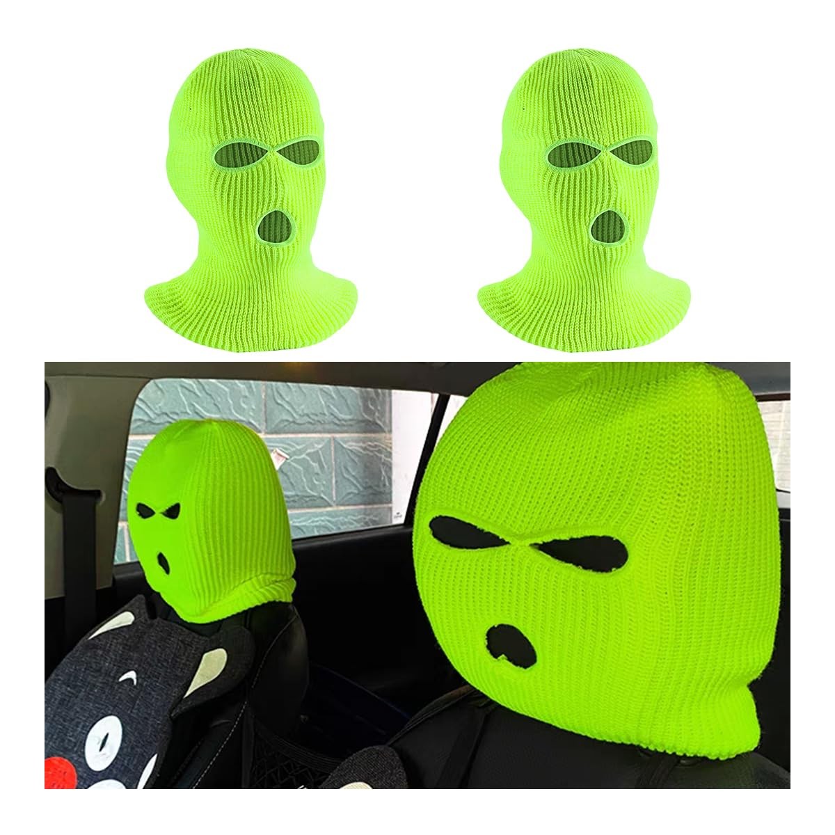 Suvnie 2 PCS Car Headrest Cover, 7.7×16.5 inches, Fluorescent Yellow