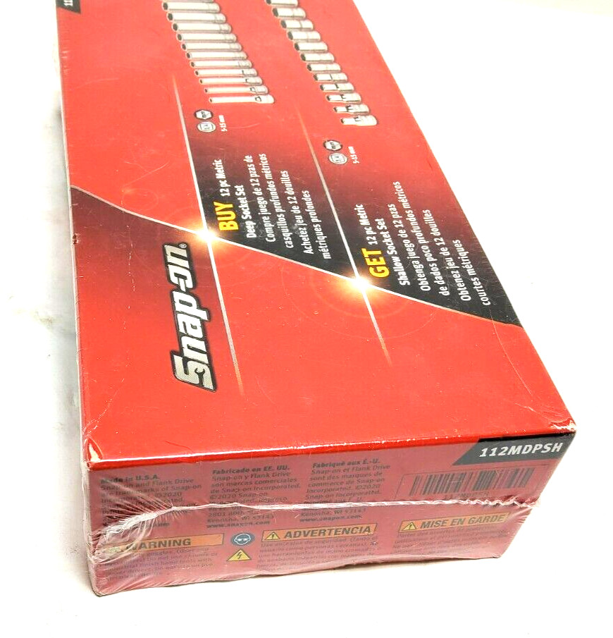 NEW Snap-on 24pc 1/4″dr 6-point METRIC Shallow Deep Socket Set 112TMMY 112STMMY