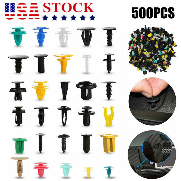 Plastic Car Body Push Pin Rivet Fasteners Trim Moulding Clips Screw Set Of 500