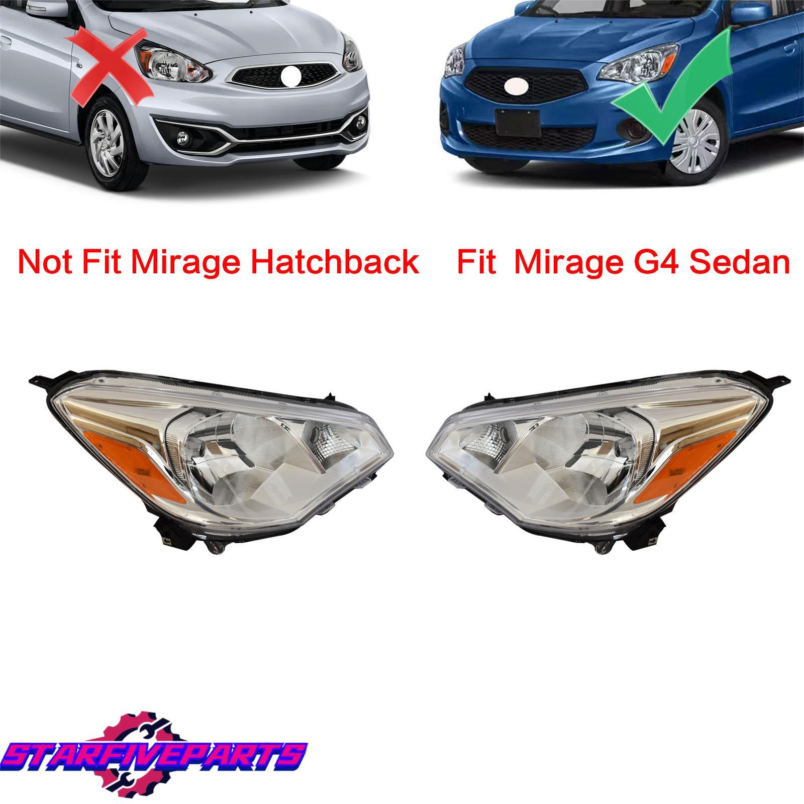 Fits Mitsubishi Mirage G4 Sedan 2017-2020 Headlight Headlamp Halogen Chrome Pair