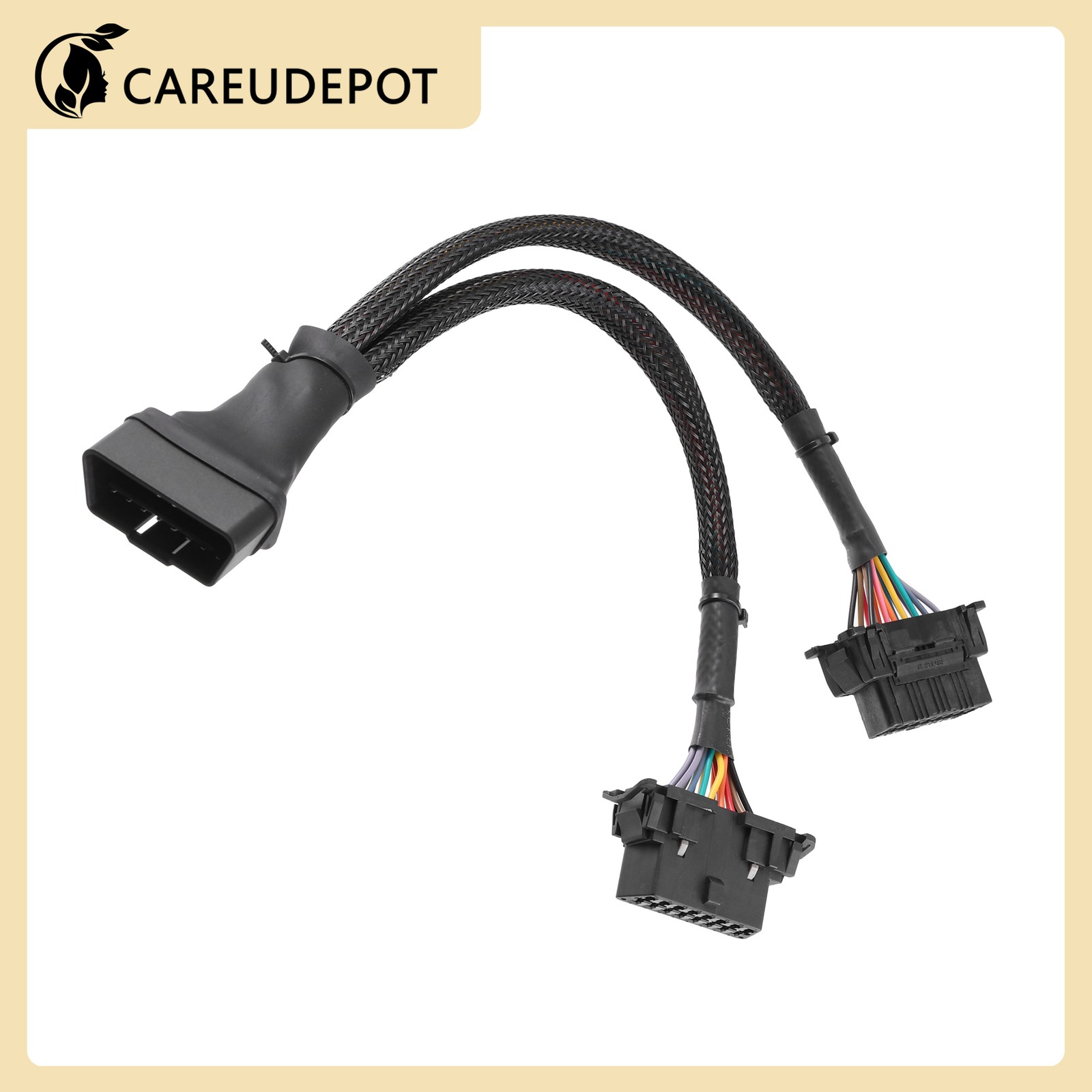 OBD 2 16-Pin 1 to 2 Splitter Y Cable Diagnostic Adapter Cables for GPS Tracker