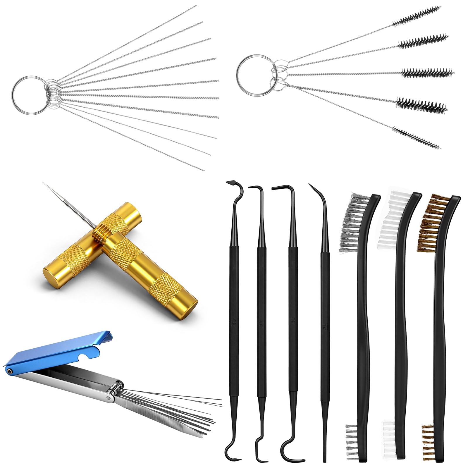 Carburetor Cleaning Kit Includes 7 Nylon Brushes, 23 Needles | 1 Single-head