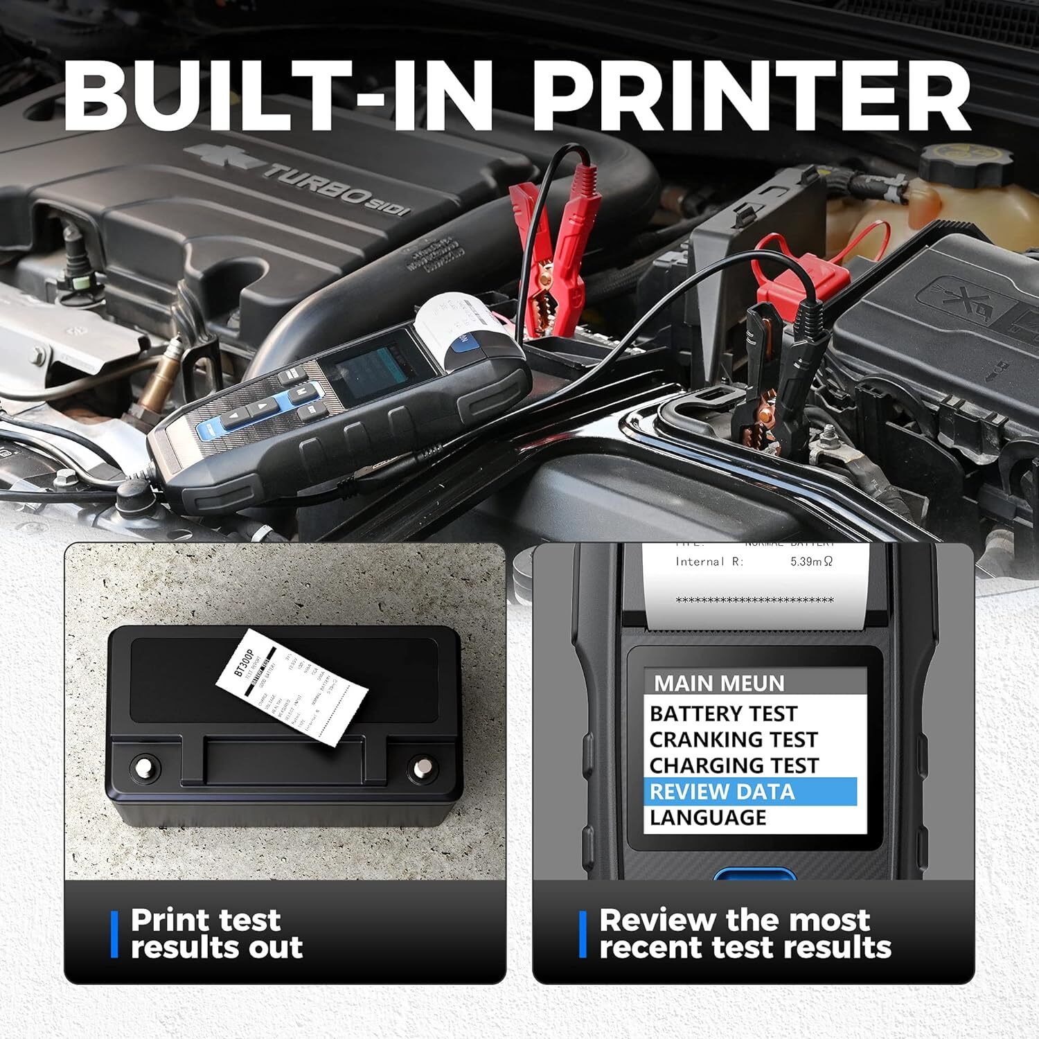 ?Car Battery Tester Charging Test Load Test With Built-in Printer TOPDON BT300P