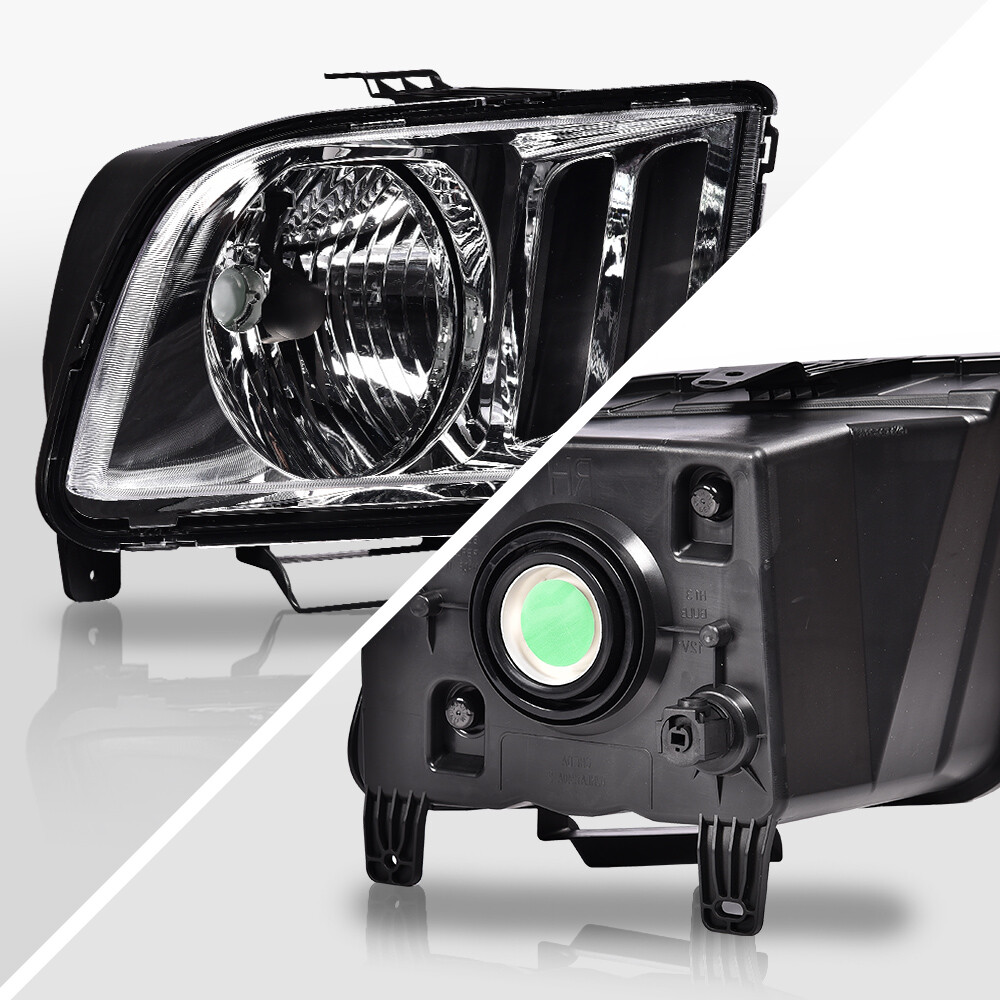 Fit For 2005-2009 Ford Mustang Replacement Headlights Headlamp L+R Pair