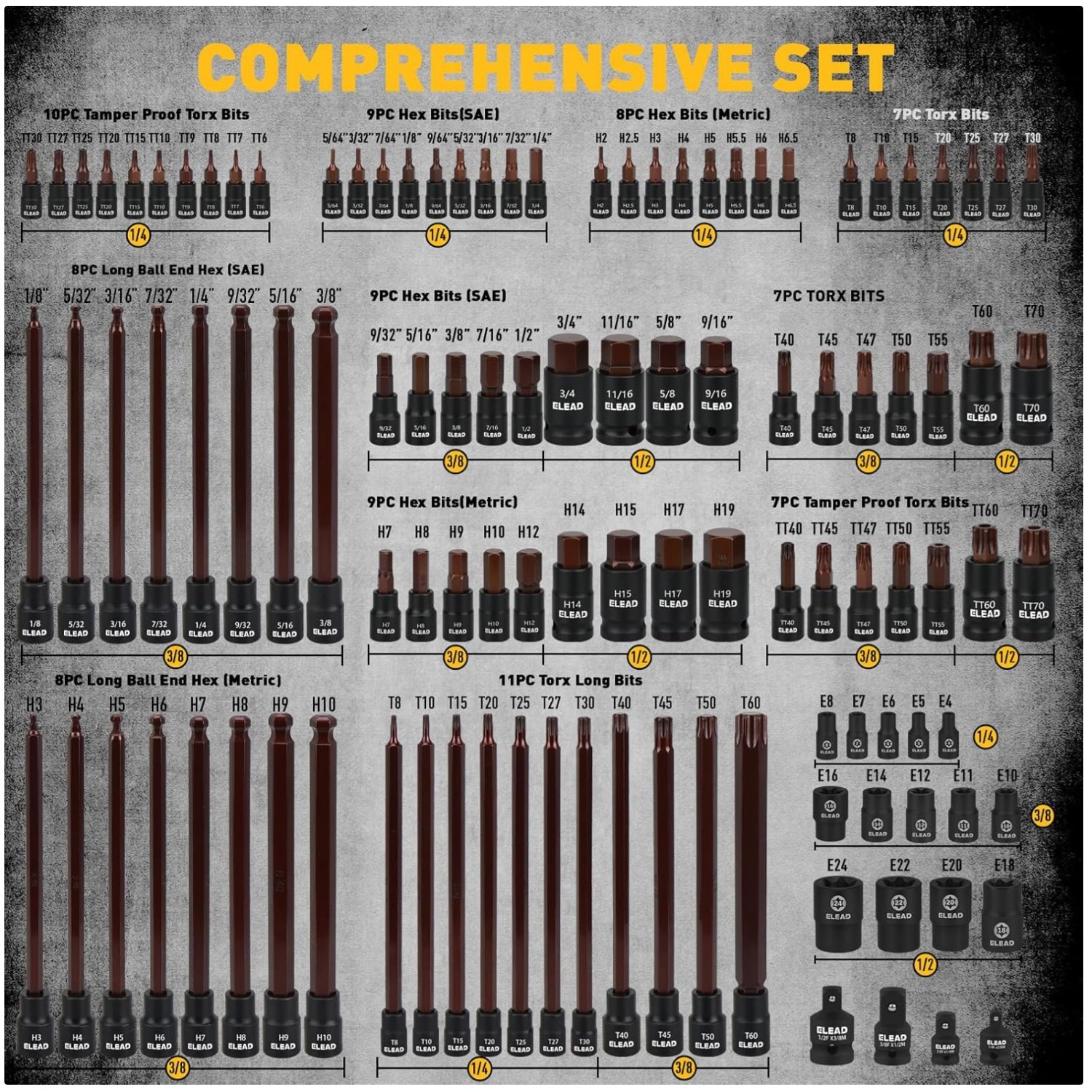 Organization-Friendly Torx & Allen Bit Set, Chrome Vanadium