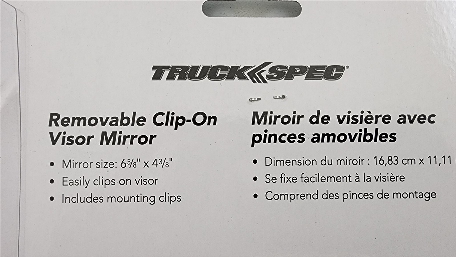 Truckspec 7071 Removable Clip On Visor Mirror 4-3/8 inch x 6-5/8 inch