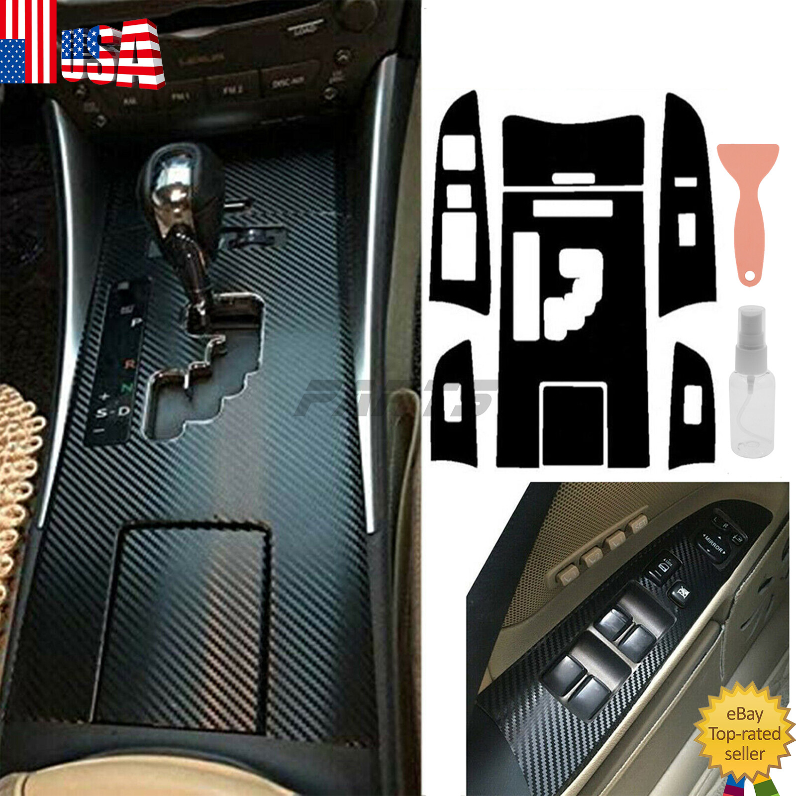 Carbon Fiber Parts Center Gear Shift Box Panel Cover Trim For Lexus IS250 IS350