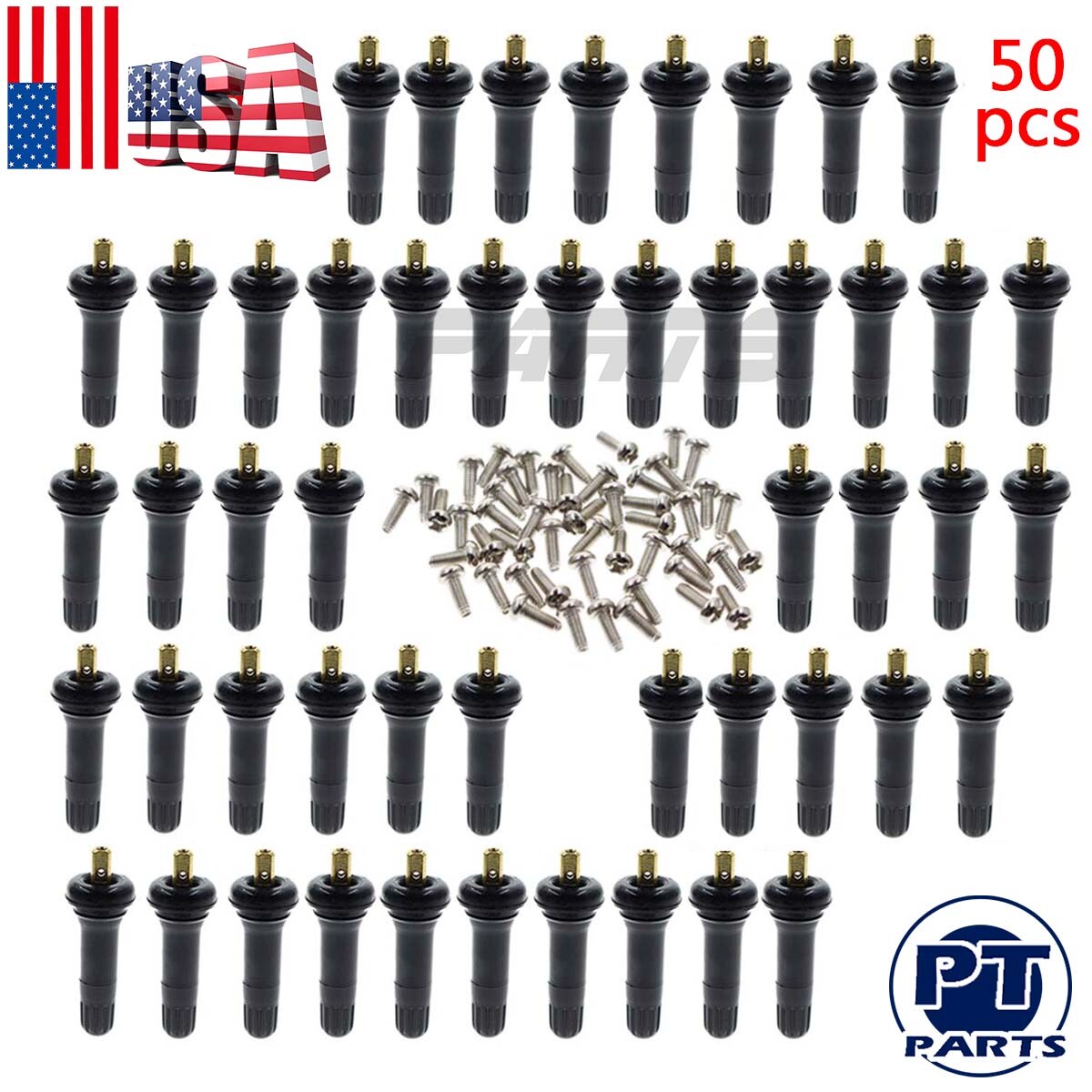 50pcs Rubber Wheel Rim TPMS Tire Pressure Sensor Tire Valve Stem For Chevrolet