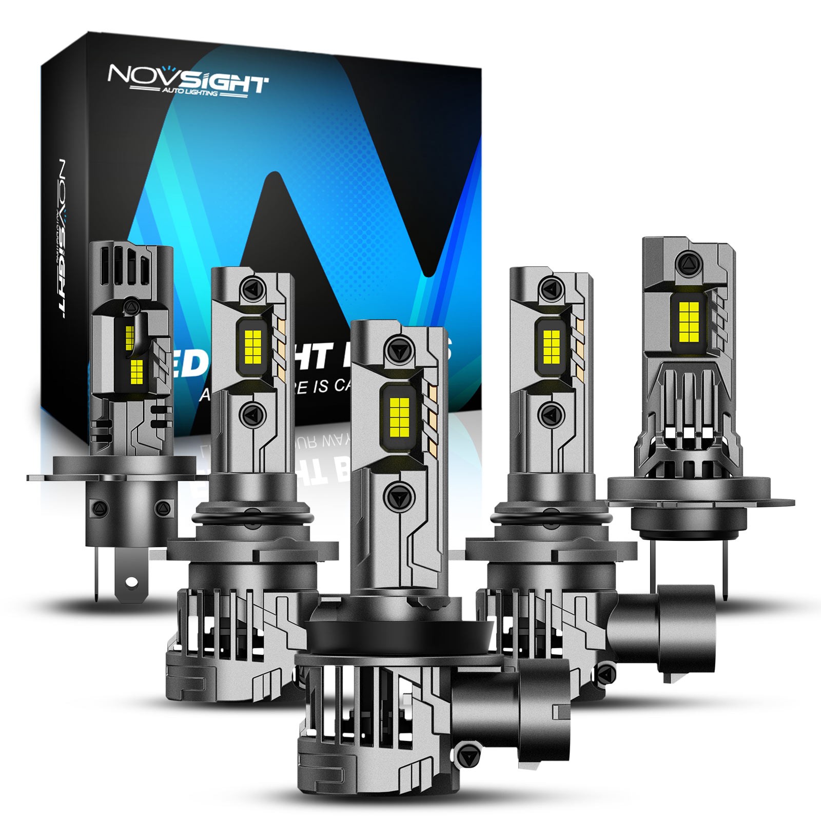 NOVSIGHT H4 H7 H11 9005 9006 LED Headlight Bulbs Super Bright 6500K 100W 24000LM