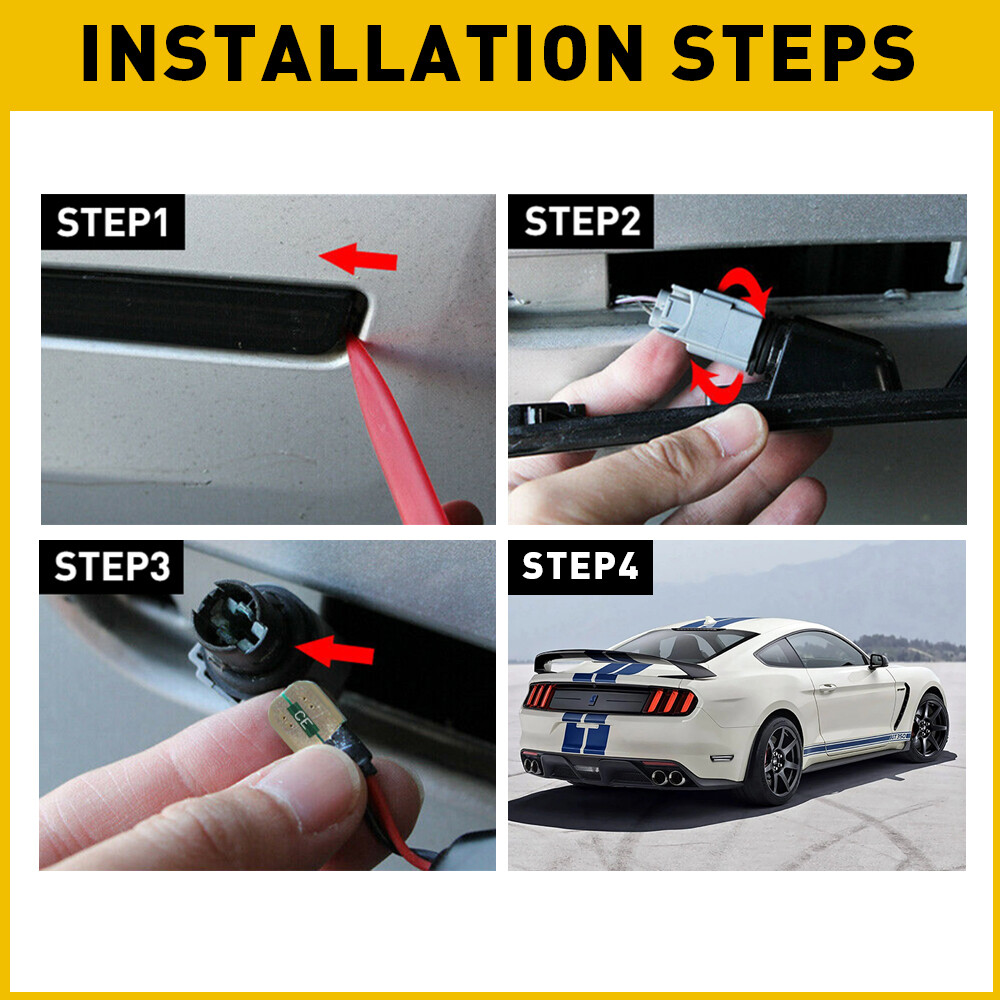2PCS Smoked White LED Rear Bumper Side Marker Lights For 2015-2022 Ford Mustang