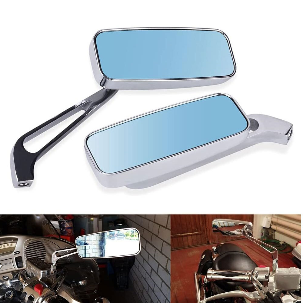 Rectangle Motorcycle Mirrors For Harley Cruiser Bobber Chopper Softail Sportster