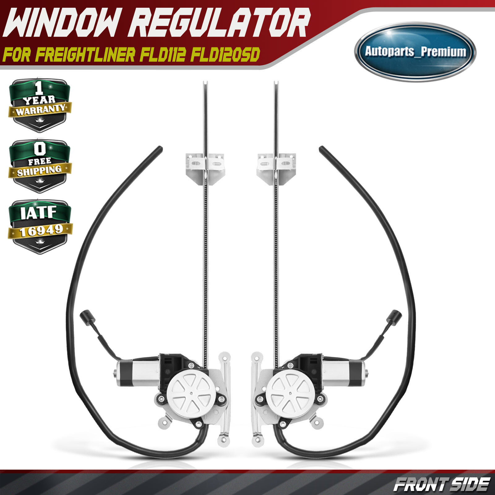 2x Power Window Regulator with Motor for Freightliner FLD112 120 132 Front Side