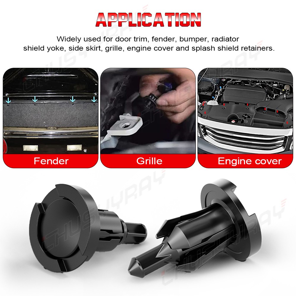100Pcs/Set Plastic Rivet Car Fender Bumper Push Pin Clips 10mm Hole For Honda