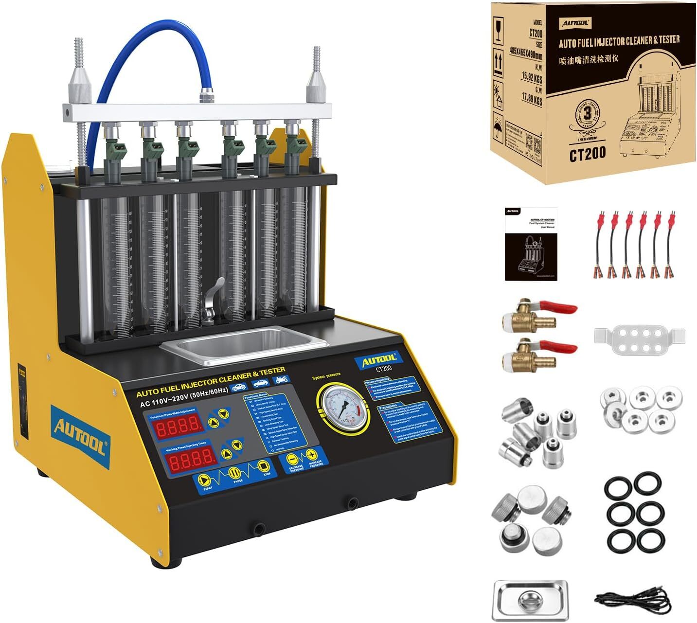AUTOOL CT200 Fuel Injector Cleaner Tester Ultrasonic Car Nozzle Cleaning Machine